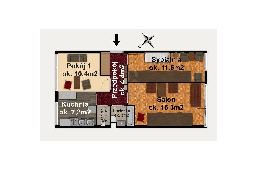 Wrocław, Wrocław-Krzyki, Drukarska, 3 pokojowe, słoneczne, dwustronne mieszkanie