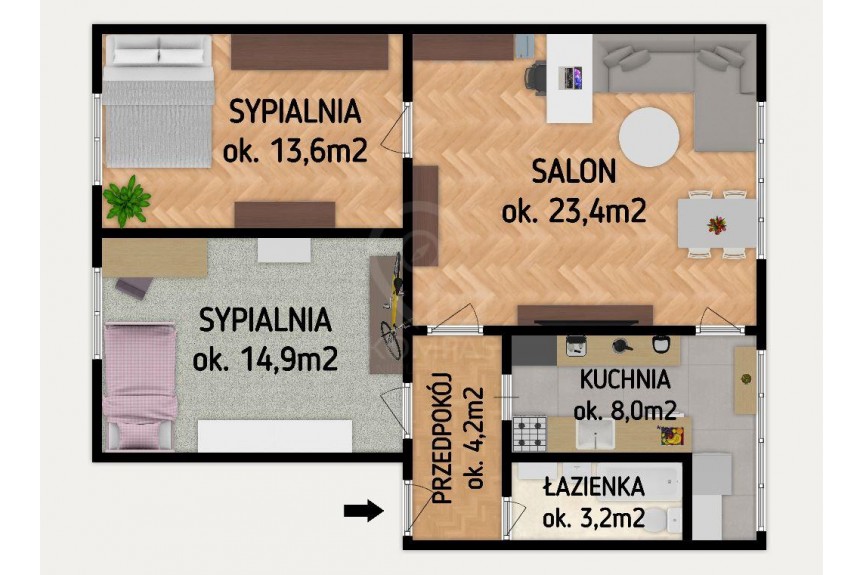 Wrocław, Wrocław-Krzyki, Księże Małe, Chorzowska, 67 m&sup2; + 26 m&sup2; dodatk. przestrzeni | 15min do Rynku