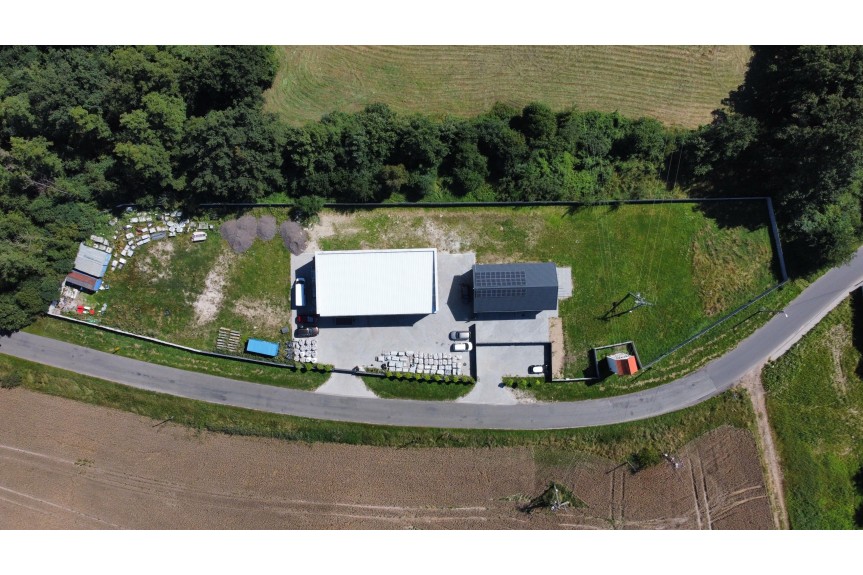 wołowski, Woł&oacute;w, Stobno, Nowoczesny dom 201m2 plus hala magazynowa 244m2