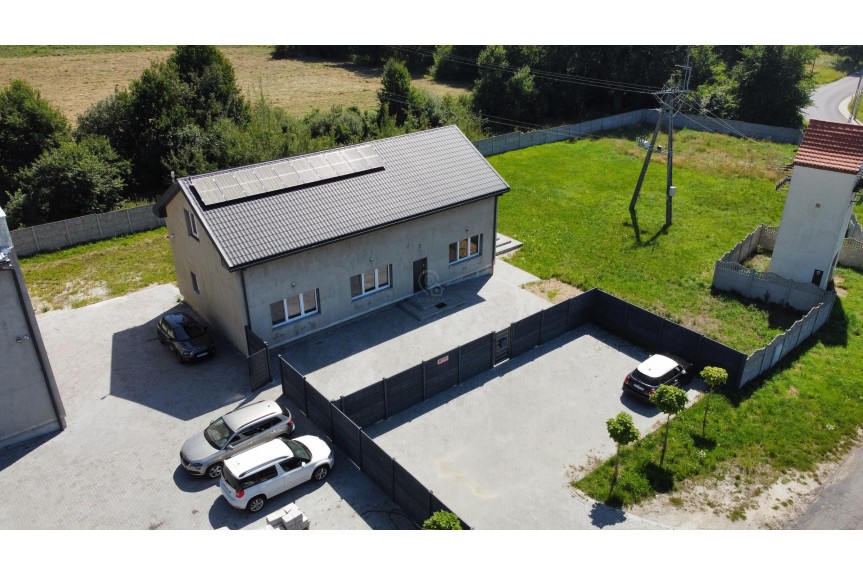 wołowski, Woł&oacute;w, Stobno, Nowoczesny dom 201m2 plus hala magazynowa 244m2
