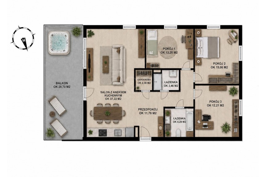 wrocławski, Kobierzyce, Bielany Wrocławskie, Kolejowa, 4 pokoje | 99,66 m&sup2; | Balkon 29 m&sup2; | Bielany