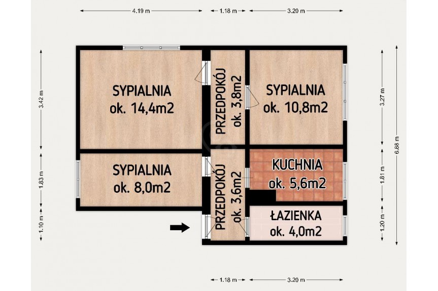 Wrocław, Wrocław-Krzyki, Południe, Wr&oacute;bla, 3 pokoje | 50,22 m&sup2; | Duża piwnica 12 m&sup2; | Park Grabiszyński