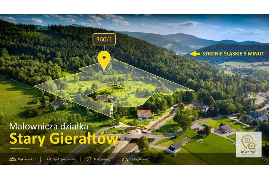 dolnośląskie, kłodzki, Stronie Śląskie, Stary Gierałt&oacute;w, Wyjątkowa działka inwestycyjna 5,3 ha  w Starym Gierałtowie