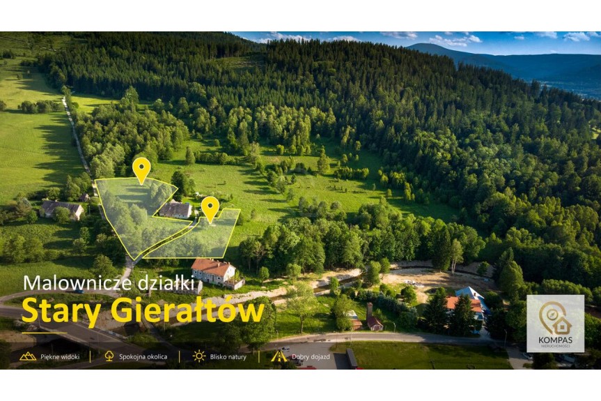 kłodzki, Stronie Śląskie, Stary Gierałt&oacute;w, Malowaniczo położona działka budowlana w Starym Gierałtowie